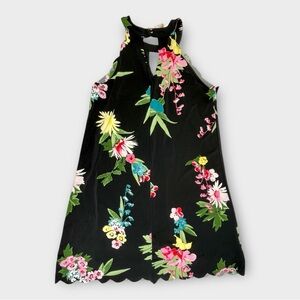 NWT Ladies Candies Black W/Floral Pattern Scallop Halter Swing Dress Size Medium